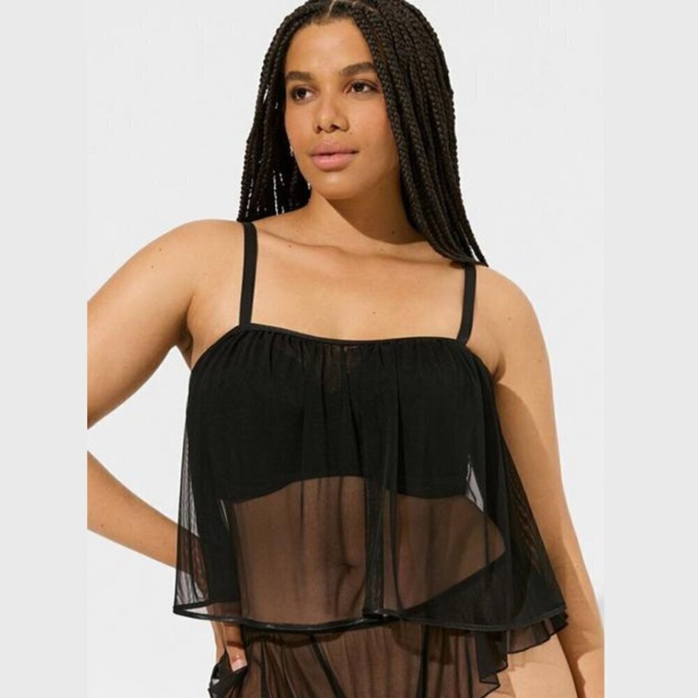 Torrid - Playful Mesh Cami Top in Rich Black